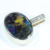 Natural Australian Boulder Opal and Diamond Gold Pendant (15.5mm x 11mm) Code - Z45
