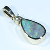 Natural Australian Boulder Opal and Diamond Gold Pendant (11mm x 7mm) Code - Z52