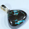Queensland Boulder Opal Matrix Gold Pendant (13mm x 15mm) Code - Z75