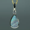 Natural Australian Solid Boulder Opal Gold and Diamond Pendant