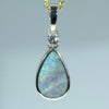 Natural Australian Boulder Opal Gold and Diamond Pendant 