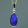10k Gold Solid Queensland Boulder Opal Gold and Diamond Pendant