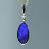 Natural Australian Boulder Opal Gold and Diamond Pendant