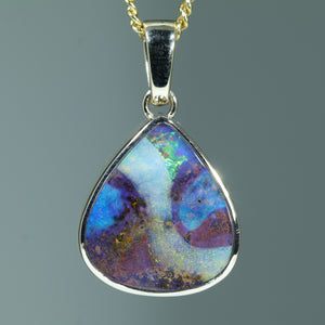 Natural Australian Boulder Opal Gold Pendant