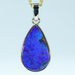 Natural Australian Boulder Opal Gold Pendant
