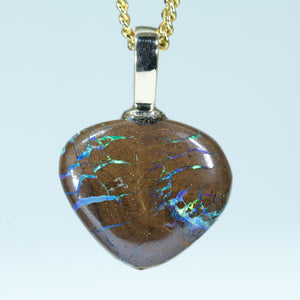 Natural Australian Boulder Opal Matrix Gold Pendant