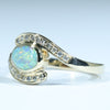 Natural Solid Australian Boulder Opal and Diamond Gold Ring - Size 6  US Code - V30