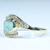 Natural Solid Australian Boulder Opal and Diamond Gold Ring - Size 6  US Code - V30
