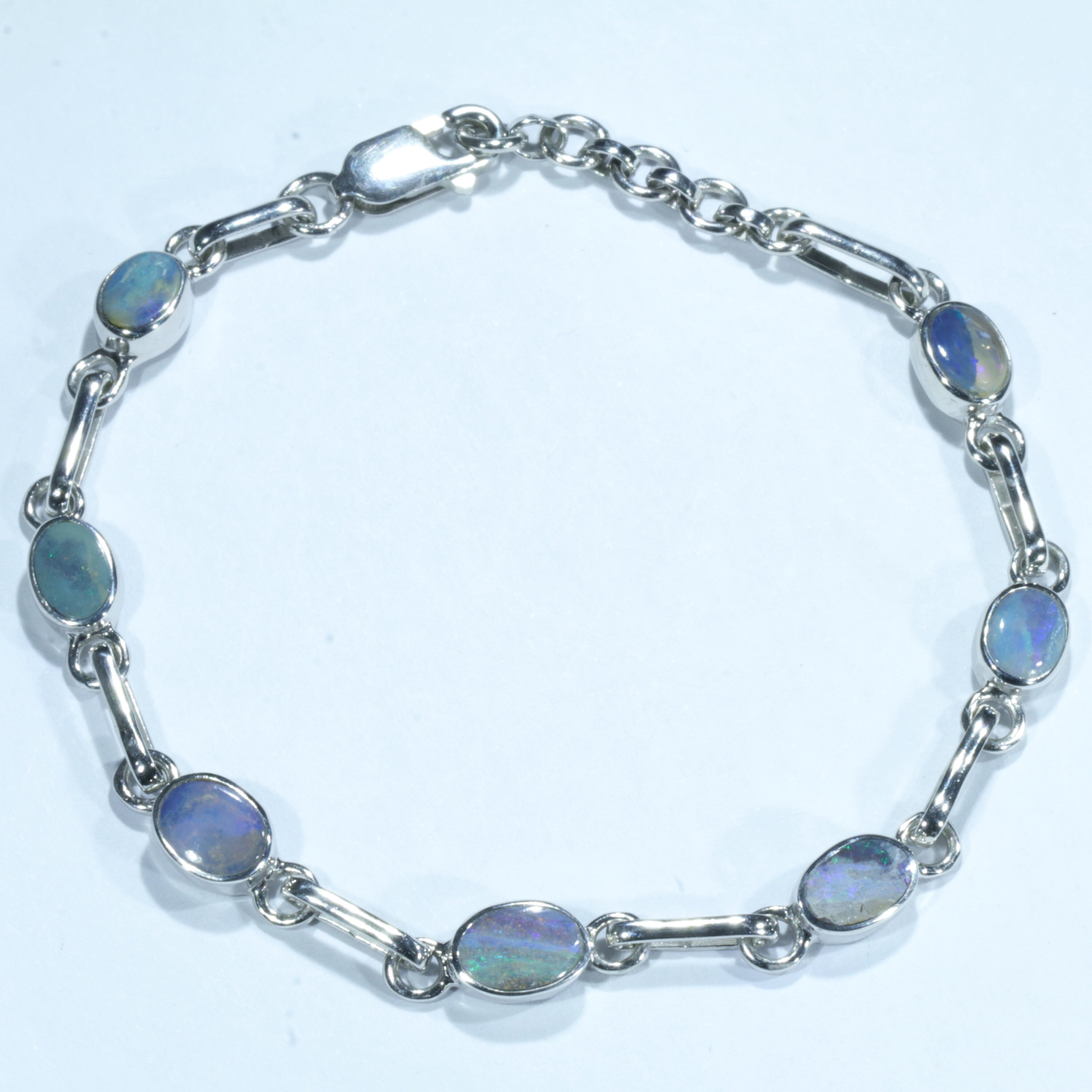 Australian Boulder Opal Silver Bracelet 16.5cm - 18cm Code  CC40