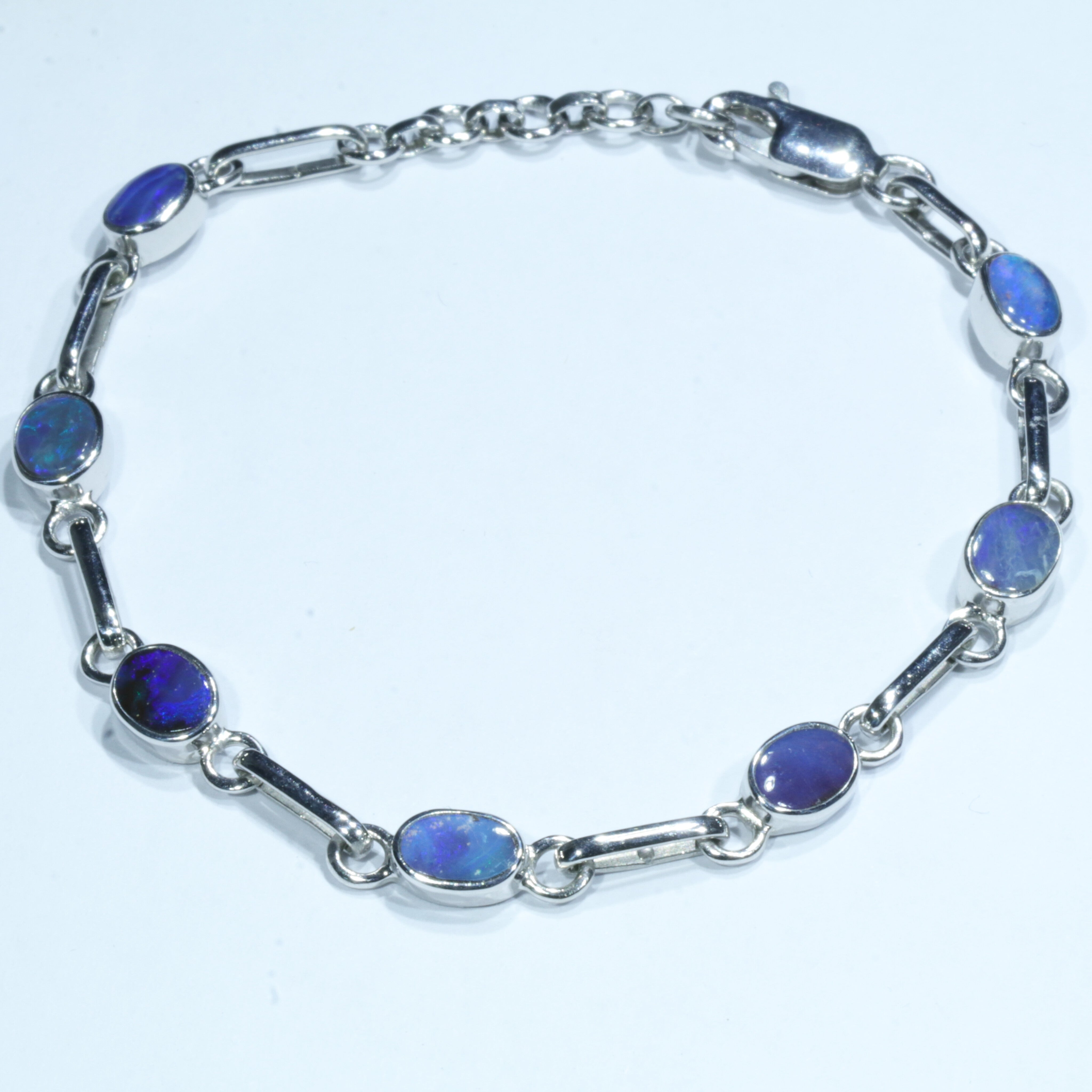 Australian Boulder Opal Silver Bracelet 16.5cm - 18cm Code  CC31