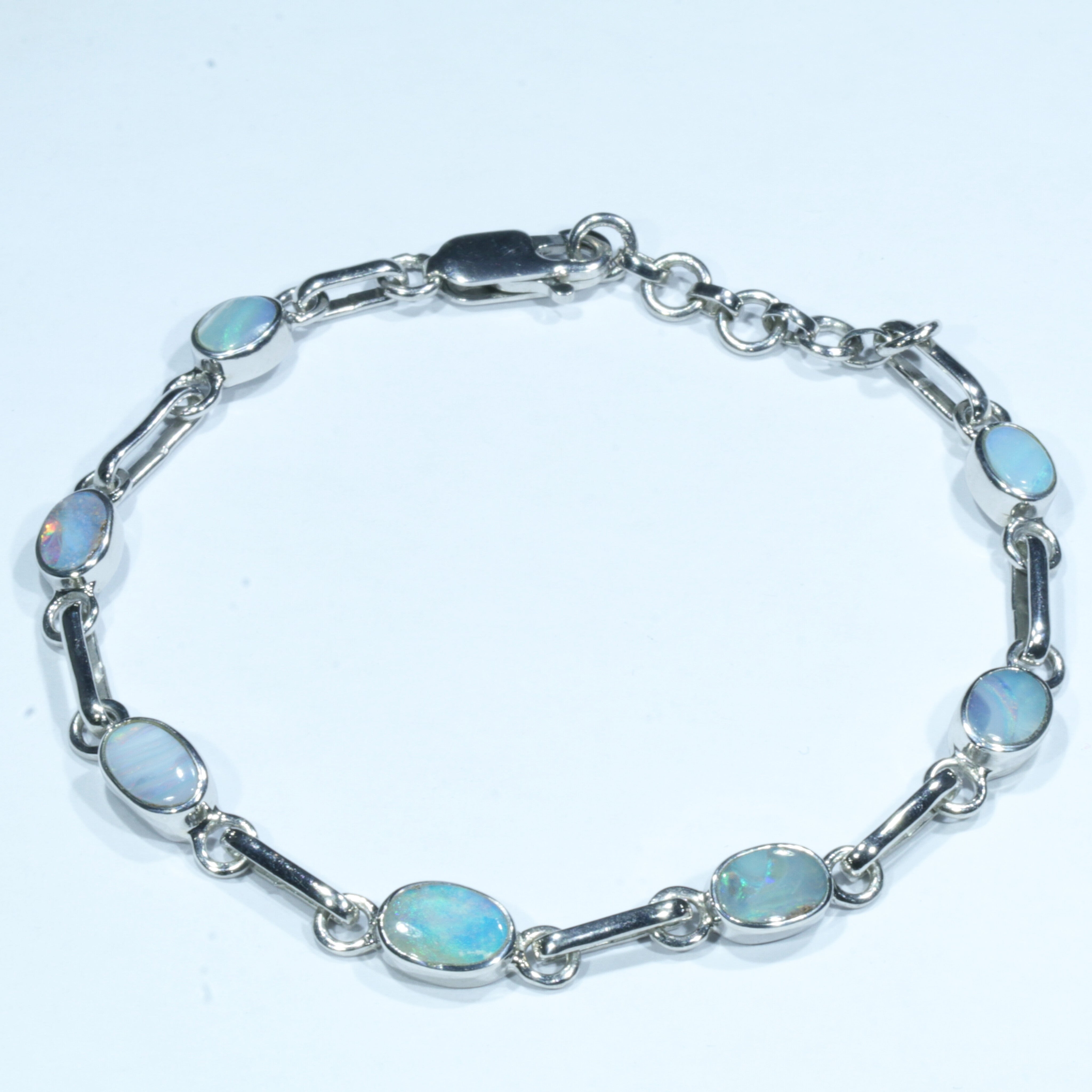 Australian Boulder Opal Silver Bracelet 16cm - 18cm Code  CC35