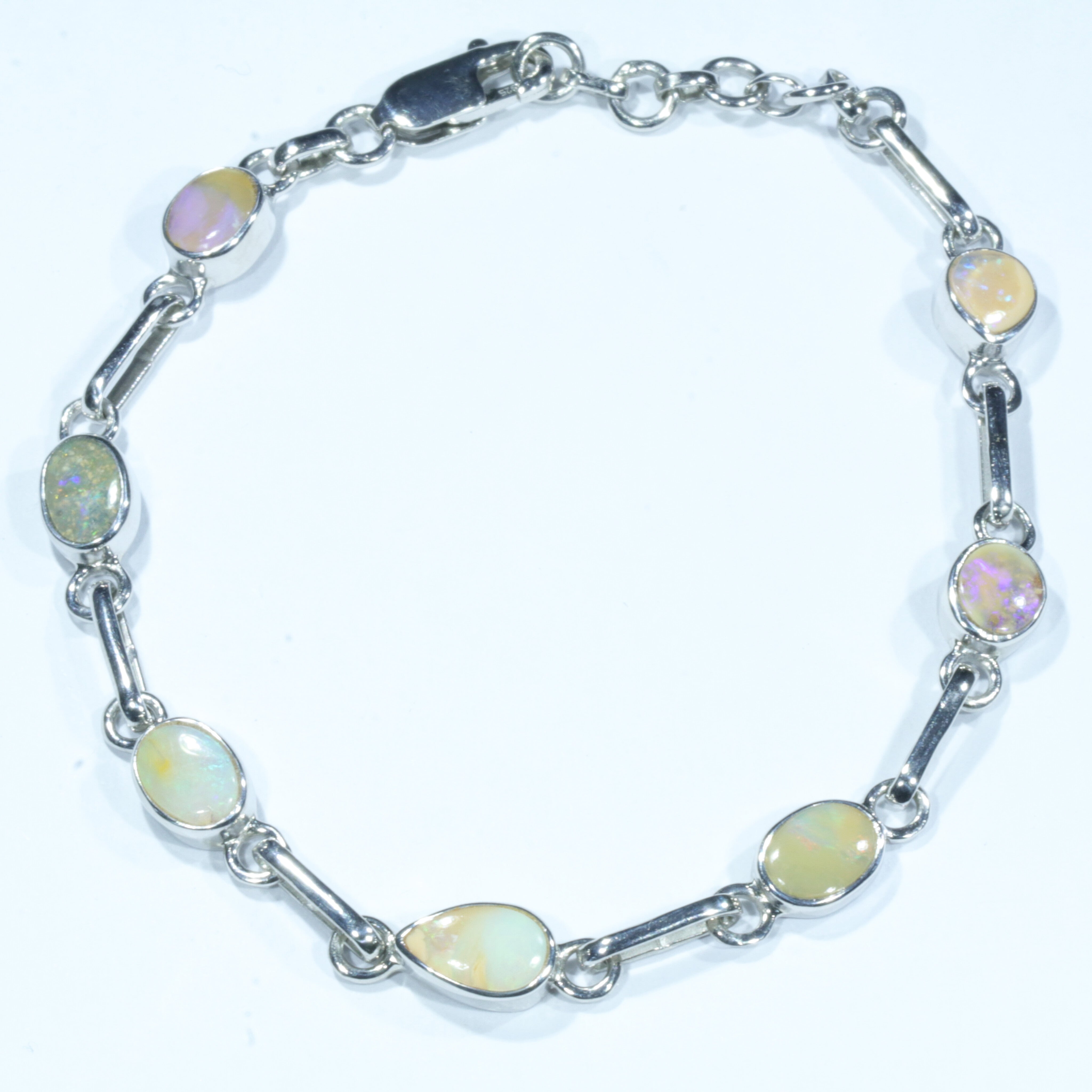 Australian Boulder Opal Silver Bracelet 16cm - 18cm Code  CC36
