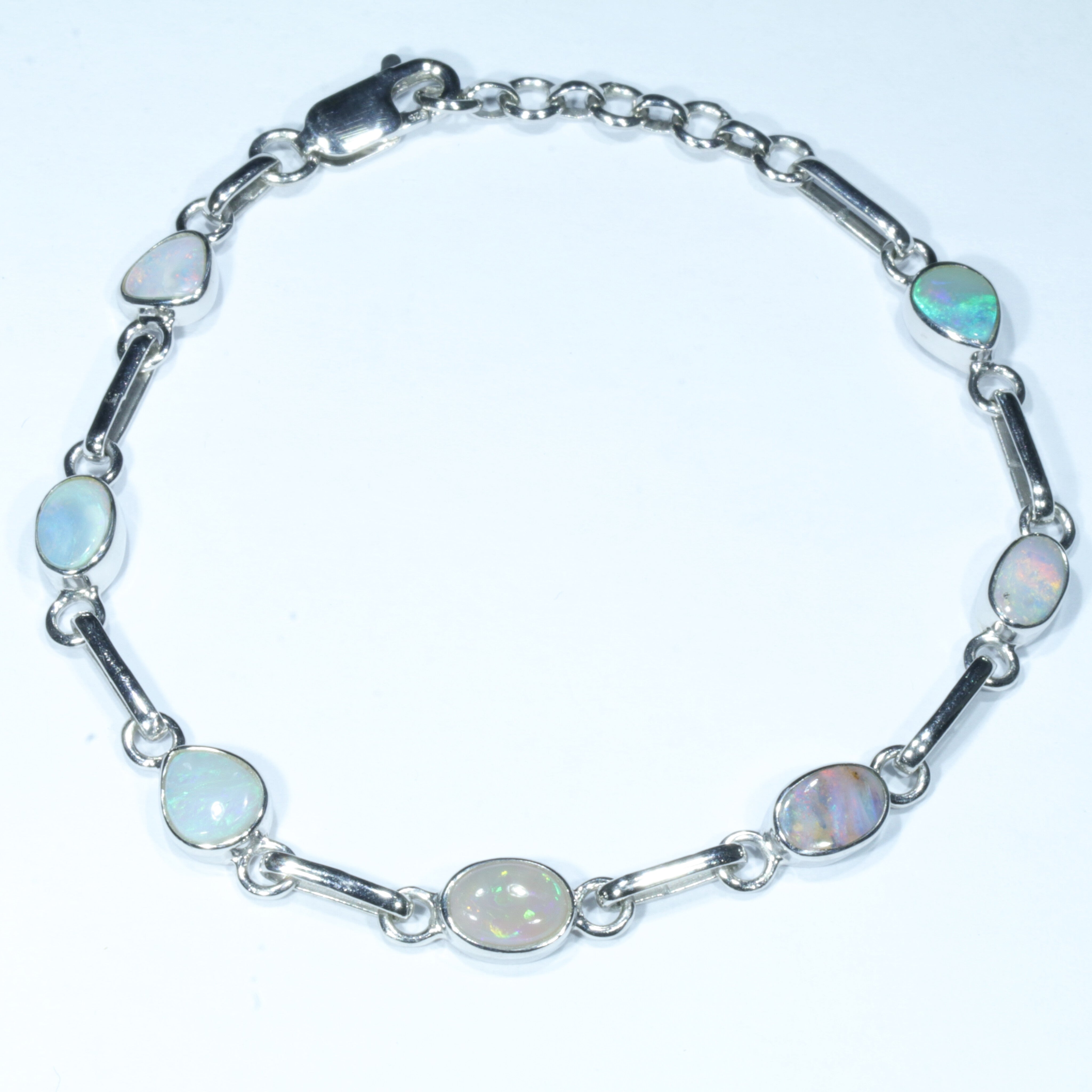 Australian Boulder Opal Silver Bracelet 16cm - 18cm Code  CC33