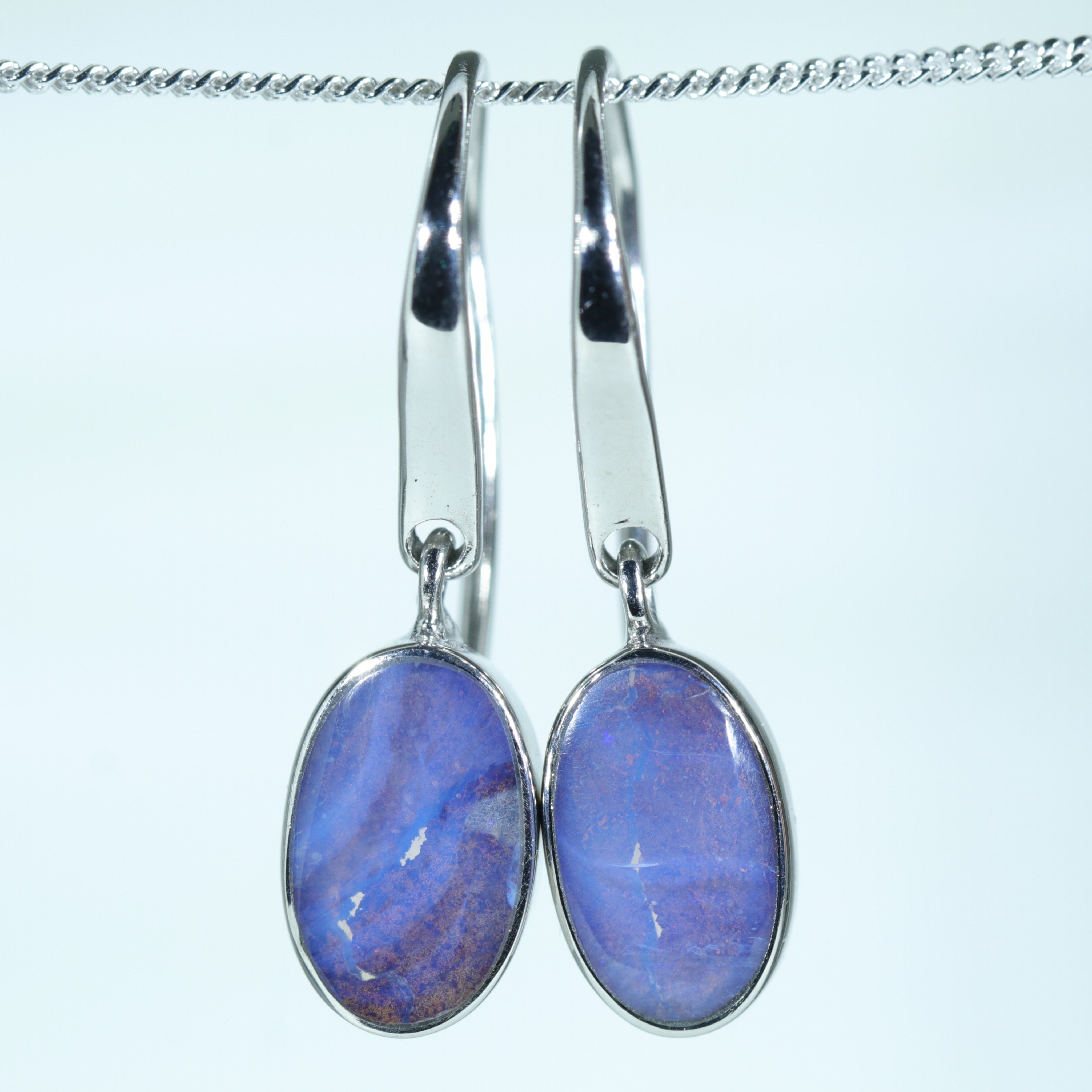 Australian Boulder Opal Silver Earring (11mm x 7mm) Code - V17