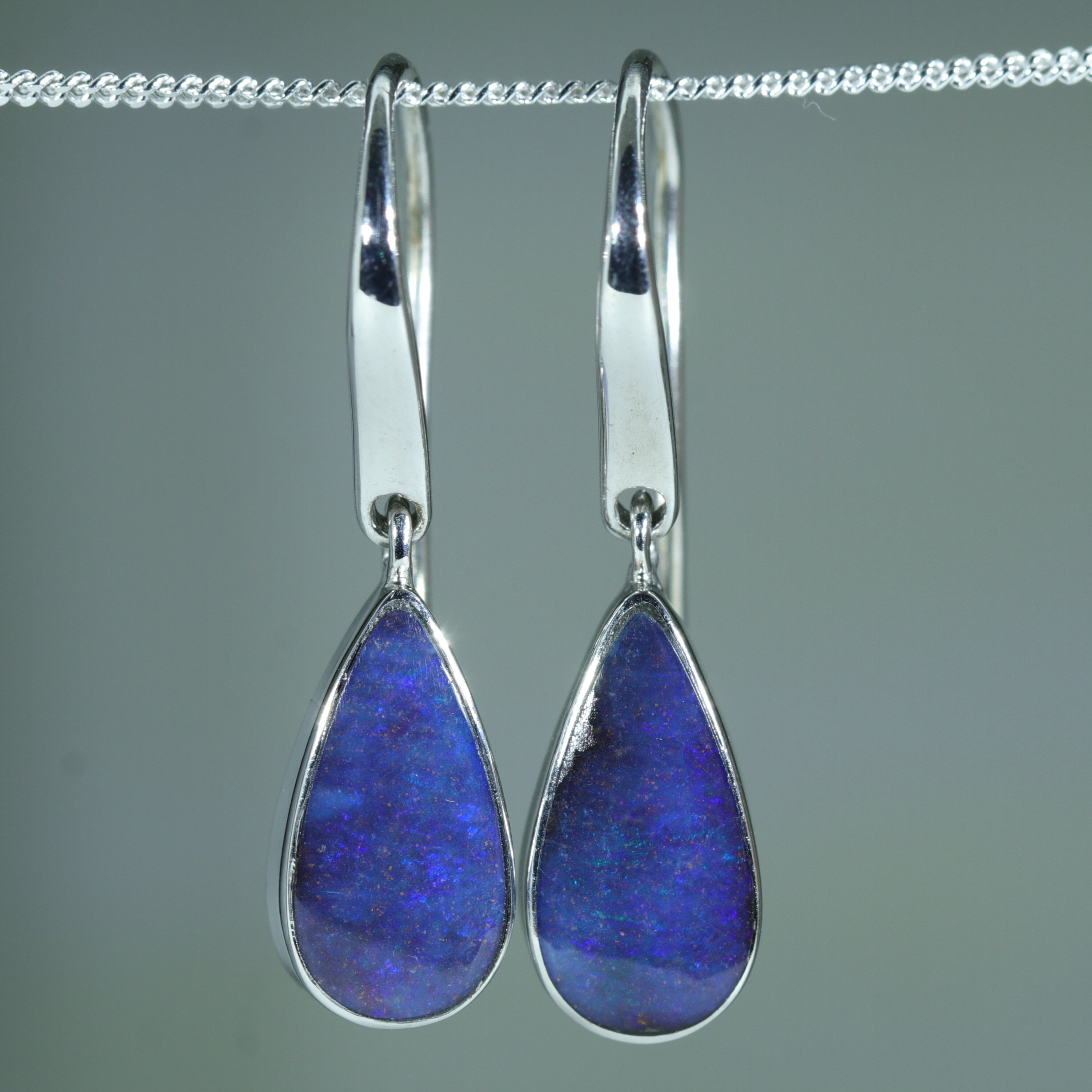 Australian Boulder Opal Silver Earring (14mm x 7mm) Code - SS639