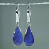 Natural Australian Solid Queensland Boulder Opal Silver Drop Earrings