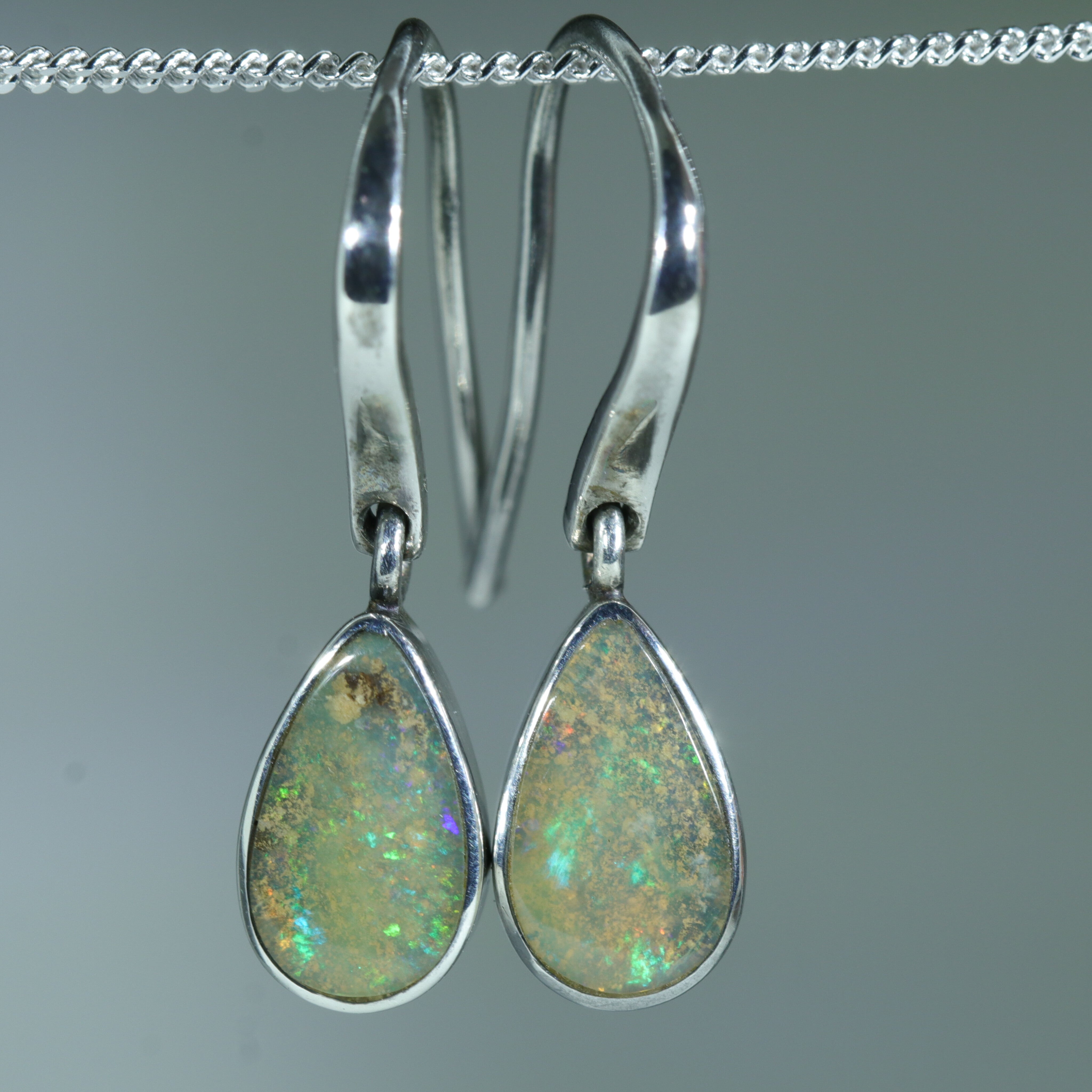 Australian Boulder Opal Silver Earring (10mm x 8mm) Code - SS640