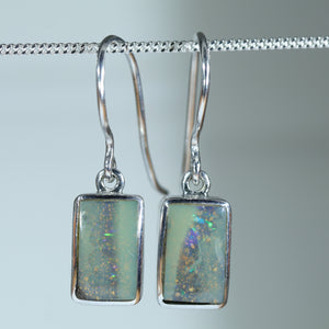 Natural Australian Boulder Opal Silver Drop Earrings