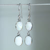 Natural Australian Coober Pedy White Opal Silver Drop Earrings