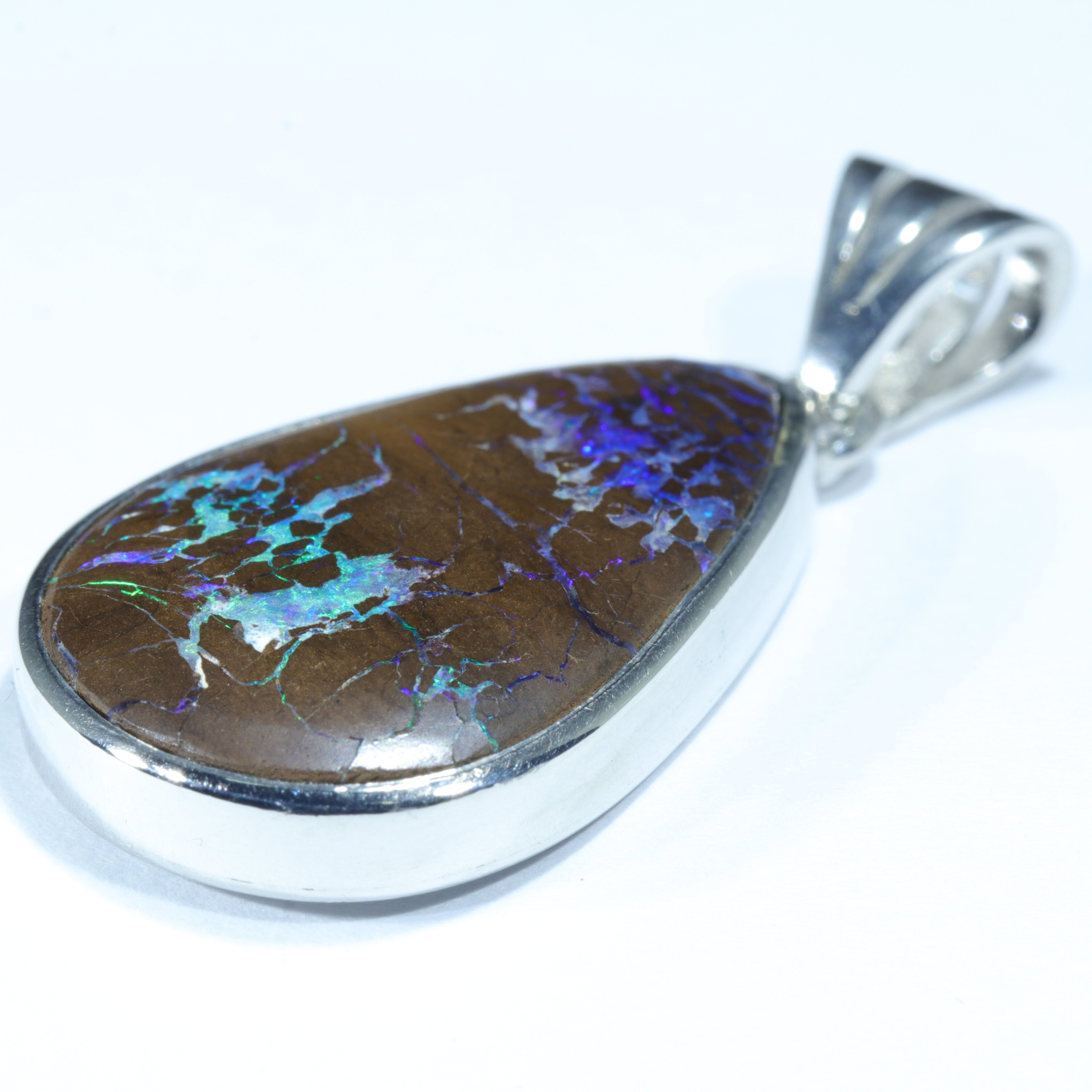 Australian Boulder Matrix Opal Pendant-Silver