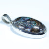 Australian Koroit Opal Matrix Silver Pendant with Silver Chain (20.5mm x 12.5mm)  Code - Y71