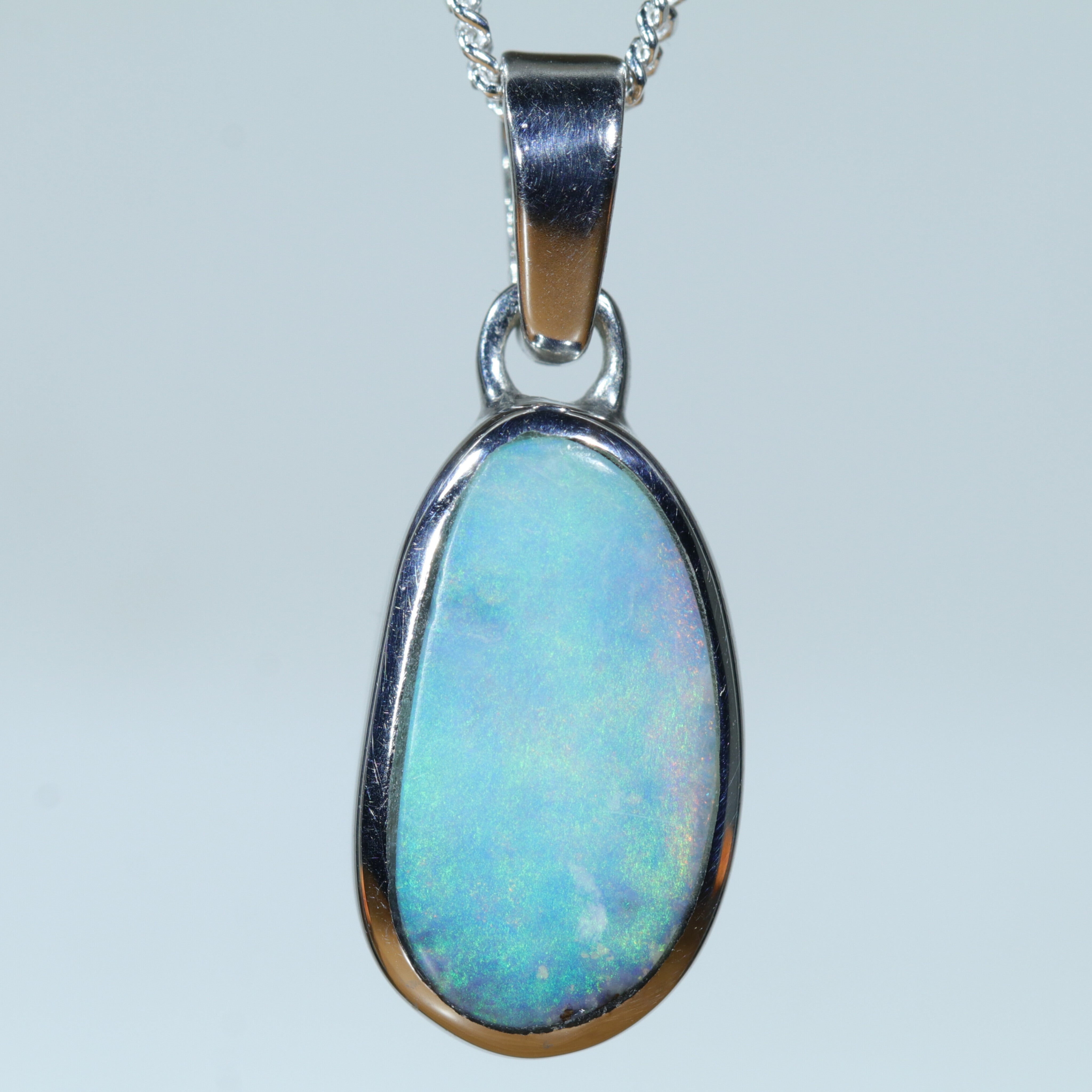 Queensland  Boulder Opal Silver Pendant with Silver Chain (14mm x 7.5mm) Code - Y237