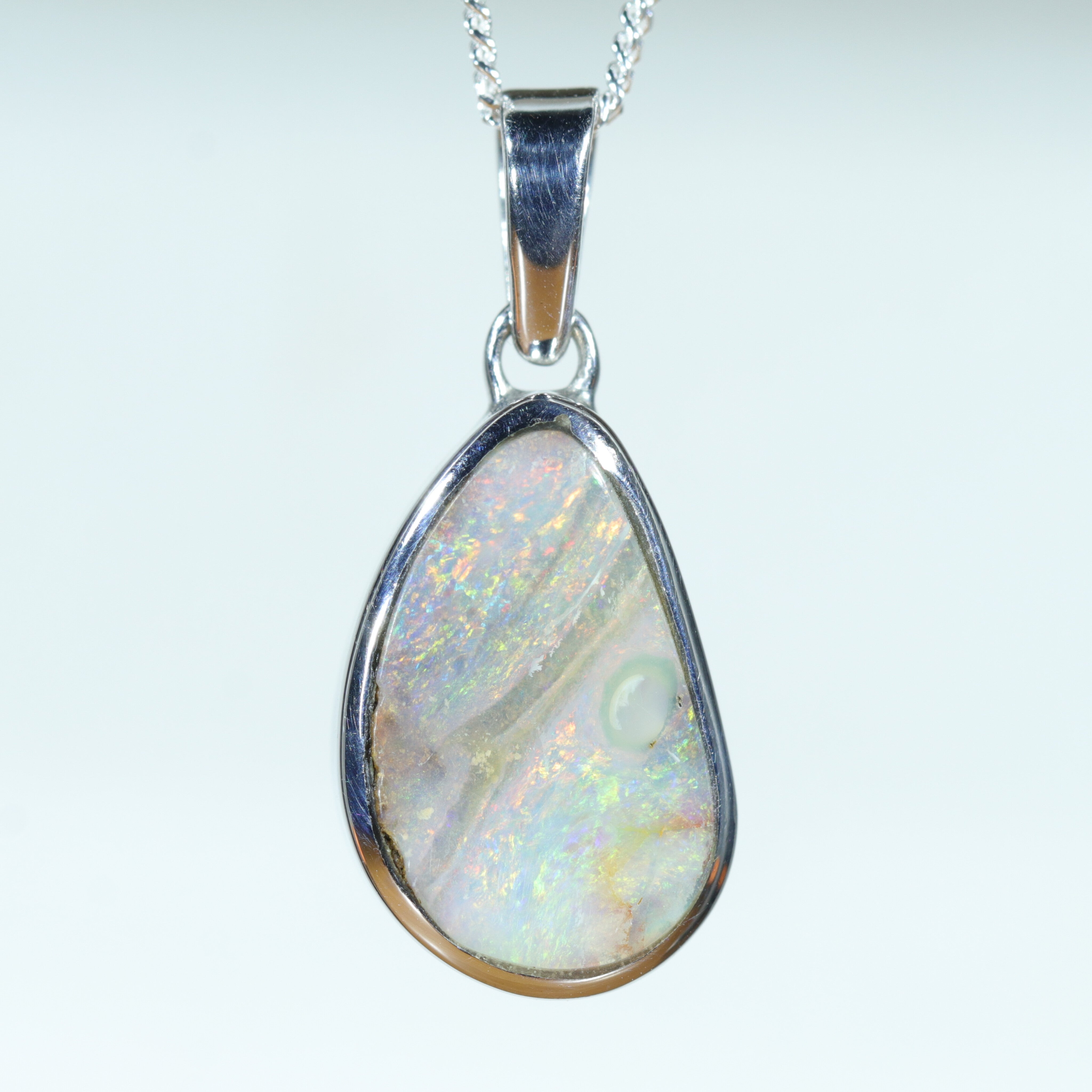 Queensland Boulder Opal Silver Pendant with Silver Chain (15mm x 10mm) Code - Y225