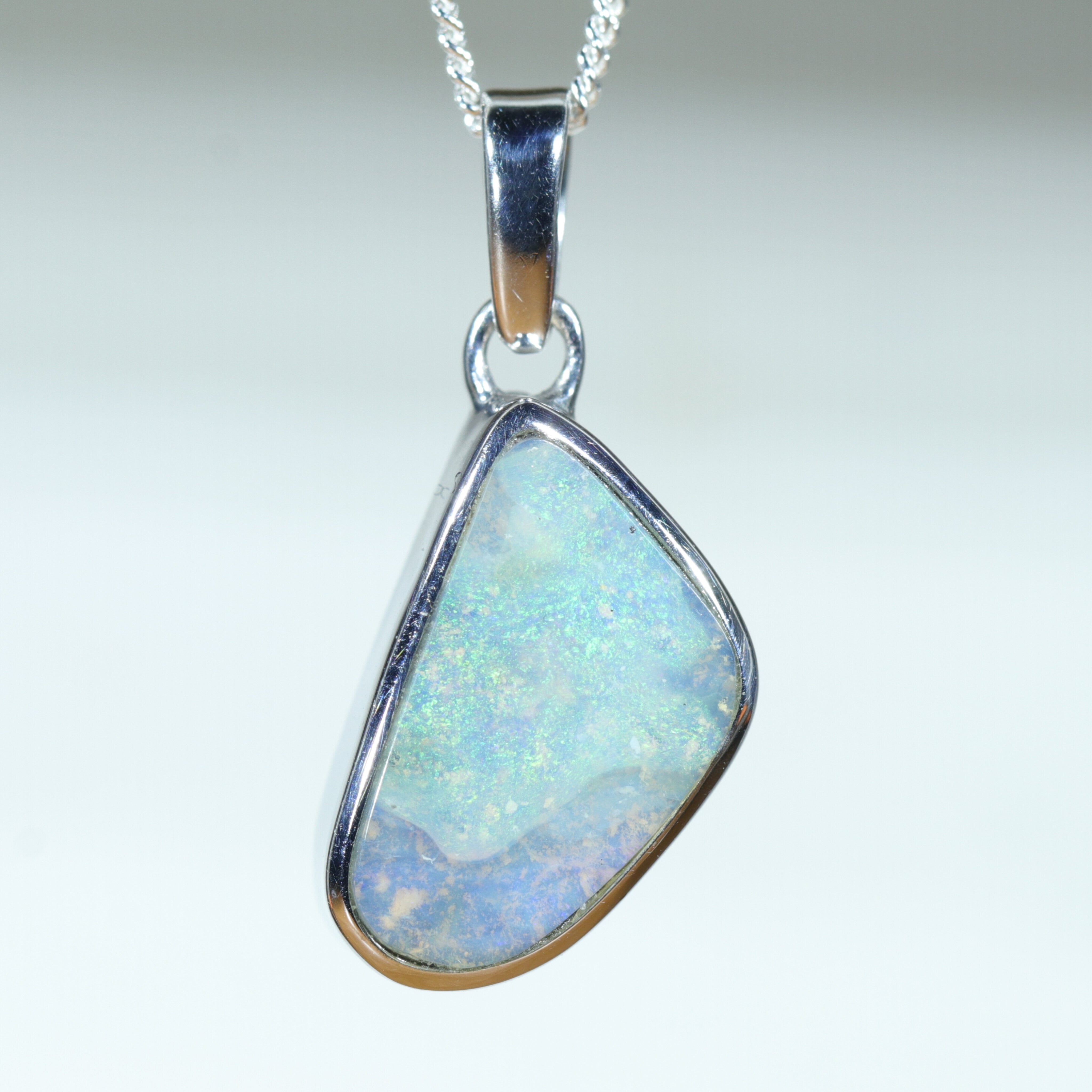 Queensland Boulder Opal Silver Pendant with Silver Chain (15.5 mm x 10mm) Code - Y238