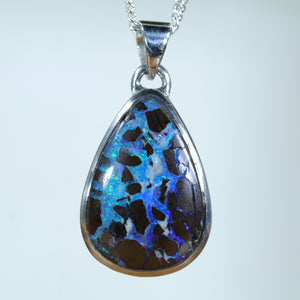 Natural Australian Boulder Opal Matrix Silver Pendant - Australian Opal Shop