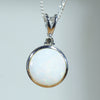 Natural Australian Solid White Opal Silver and Diamond Pendant