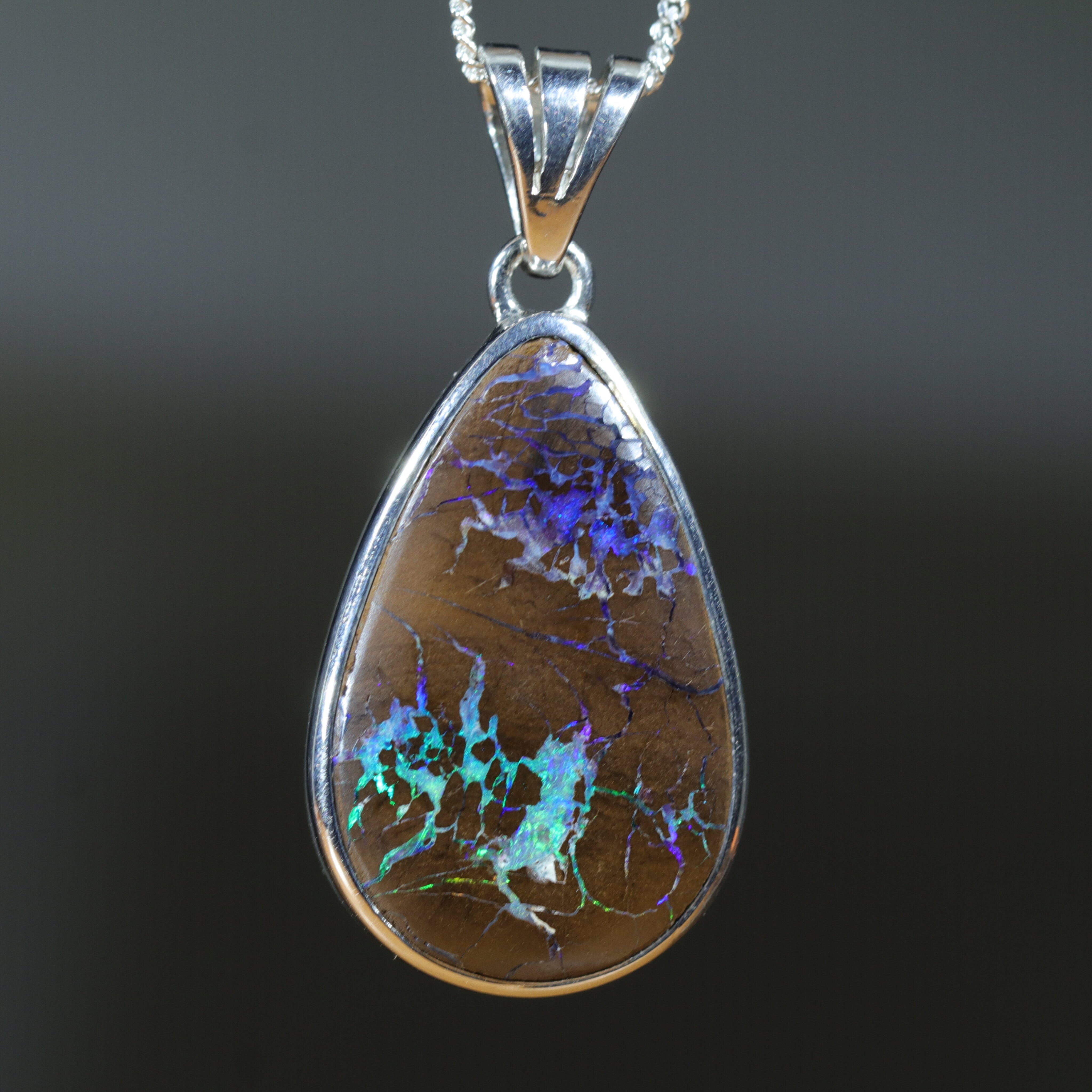Australian Boulder Matrix Opal Pendant-Silver