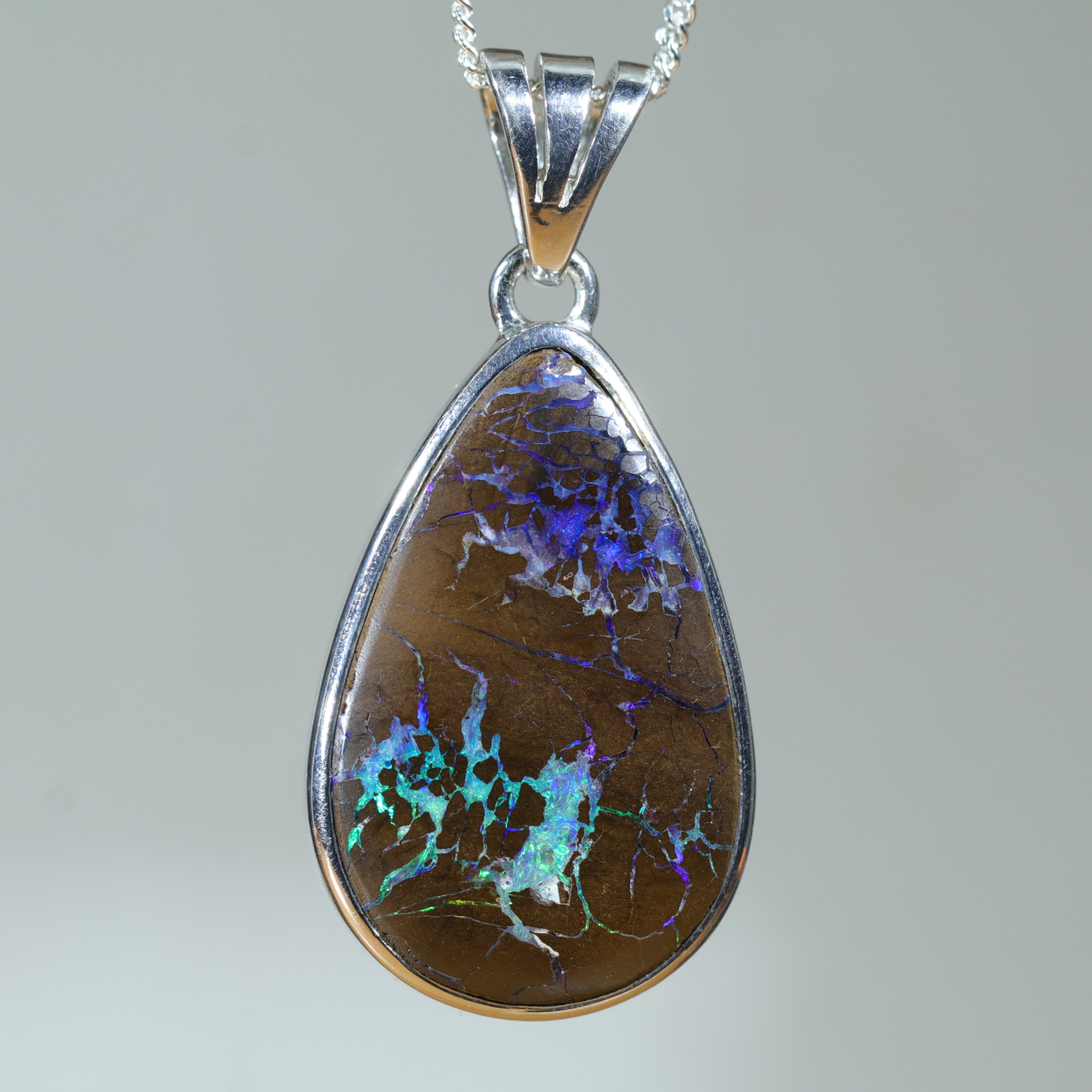 Australian Boulder Matrix Opal Pendant-Silver