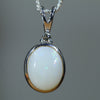 Natural Australian White Opal Silver and Diamond Pendant