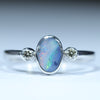 Natural Australian Boulder Opal Silver and Diamond Ring