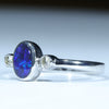 Sterling Silver - Solid Lighting Ridge Black Opal - Natural Diamonds