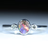 Natural Australian Boulder Opal Silver and Diamond Ring