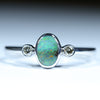 Natural Australian Boulder Opal Silver and Diamond Carnelian Opal Ring 