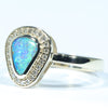 10k Gold - Solid Queensland Boulder Opal - Natural Diamonds