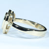 Australian Solid Boulder Opal and Diamond Gold Ring - Size 6.75 US Code V31