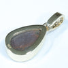 Natural Australian Boulder Opal and Diamond Gold Pendant (12mm x 9mm) Code - Z95
