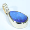 Natural Australian Boulder Opal and Diamond Gold Pendant (12mm x 9mm) Code - Z95