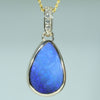 Natural Australian Boulder Opal and Diamond Gold Pendant (12mm x 9mm) Code - Z95