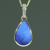 Natural Australian Boulder Opal and Diamond Gold Pendant (12mm x 9mm) Code - Z95