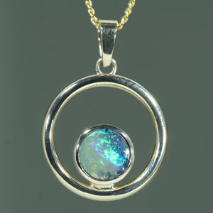 Natural Australian Boulder Opal Gold Pendant - Australian Opal Shop