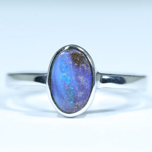Natural Australian Boulder Opal Silver Ring - Australian Opal Shop - Gold Coast