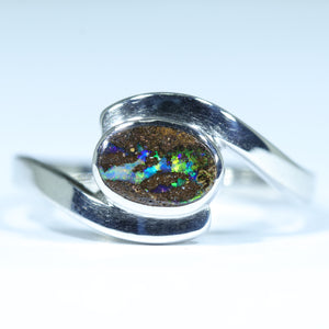 Natural Australian Boulder Opal Silver Ring - Australian Opal Shop - Gold Coast