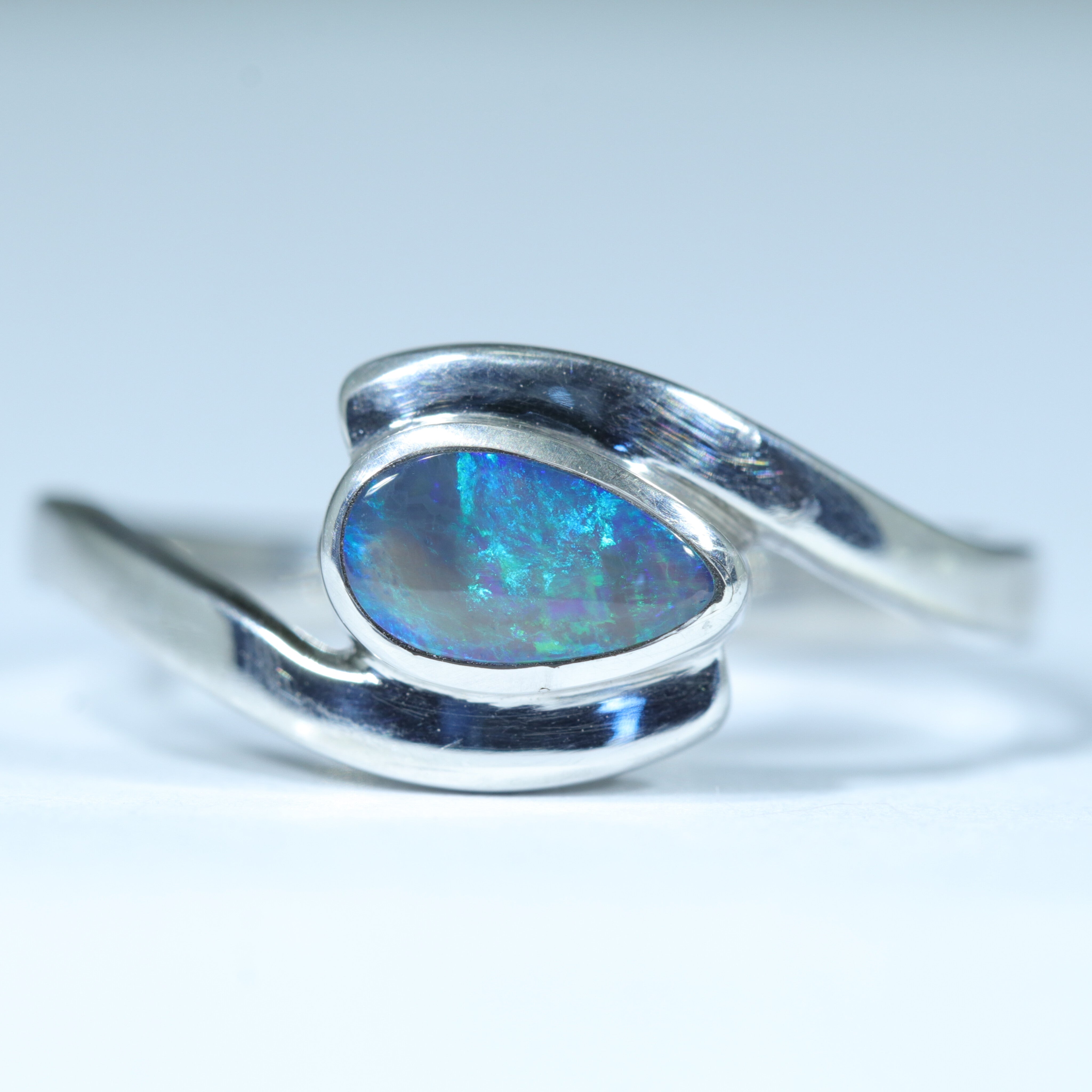 Lightning Ridge Dark Opal Silver Ring - Size 8.25 Code CC507