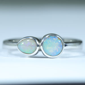 Natural Australian Boulder Opal Dual Opal Silver Ring