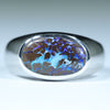 Natural Australian Boulder Opal Matrix Opal Silver Men's Ring