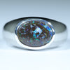 Natural Australian Boulder Opal Matrix Opal Silver Men's Ring
